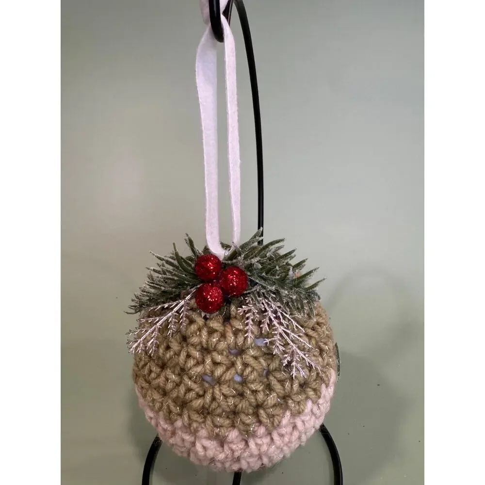 Handmade Crocheted Christmas Ornament Ball Bauble Tree Decoration   CO16 - Picture 2 of 4
